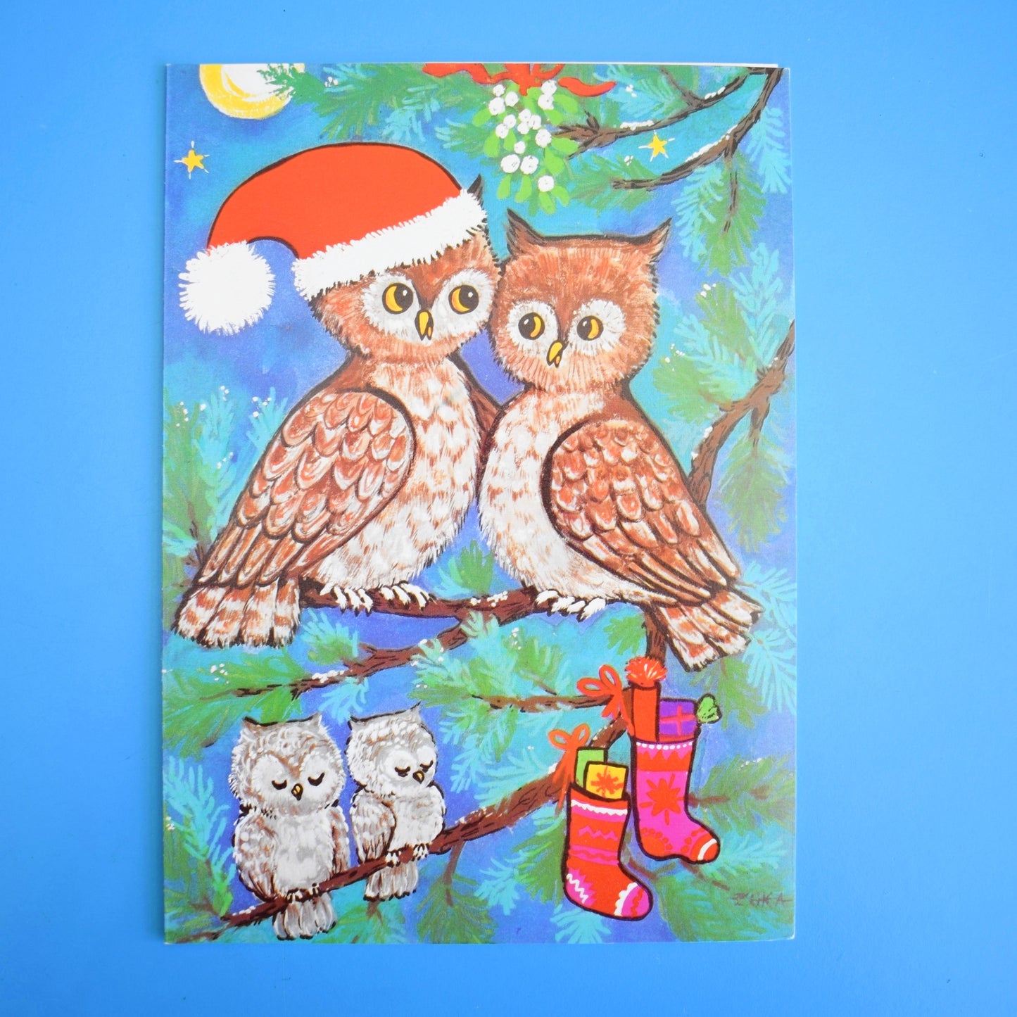 Vintage 1970s French Christmas Greeting Card - Animal Themes