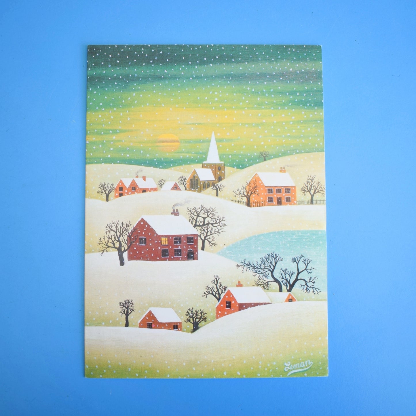 Vintage 1970s French Christmas Greeting Card - Snow Scenes - Martin Leman