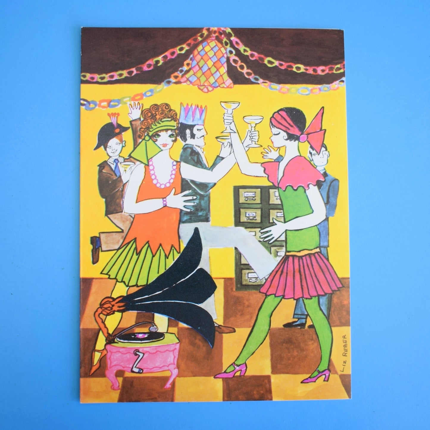 Vintage 1970s French Christmas Greeting Card - Office Party