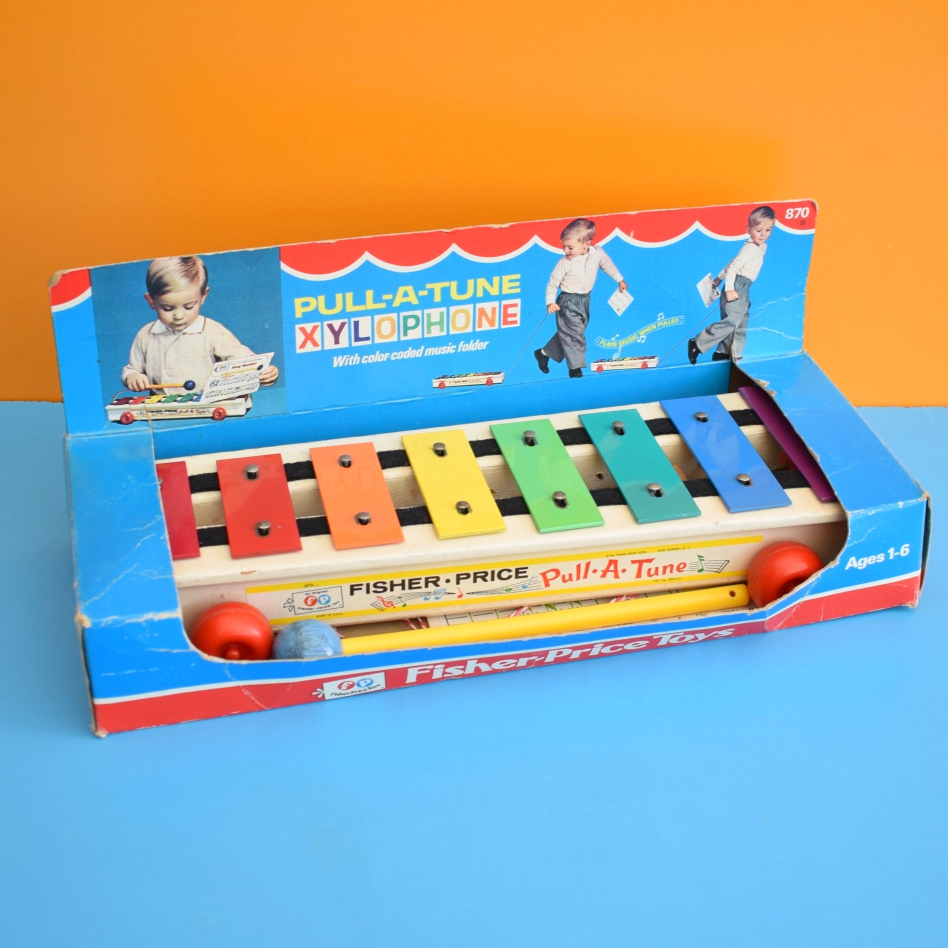 Vintage 1970s Fisher Price Xylophone - Rainbow - Boxed by Pineapple Retro