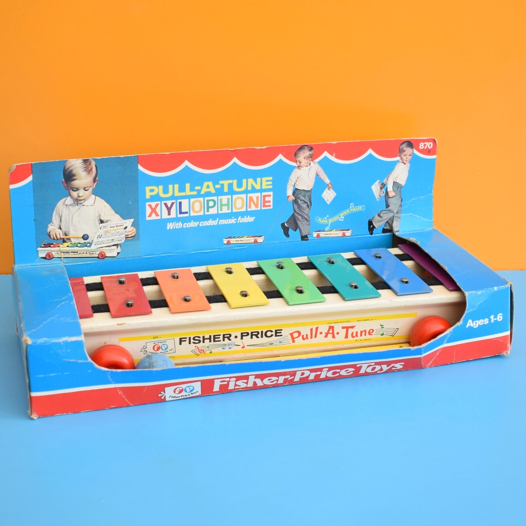 Vintage 1970s Fisher Price Xylophone - Rainbow - Boxed by Pineapple Retro