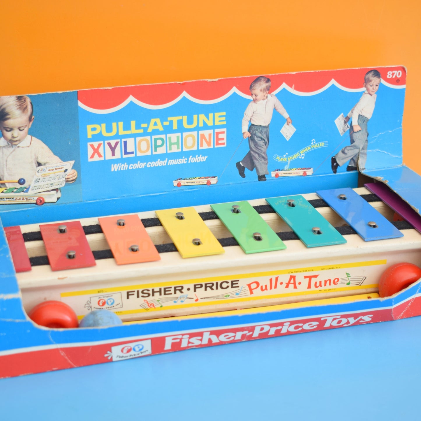 Vintage 1970s Fisher Price Xylophone - Rainbow - Boxed by Pineapple Retro