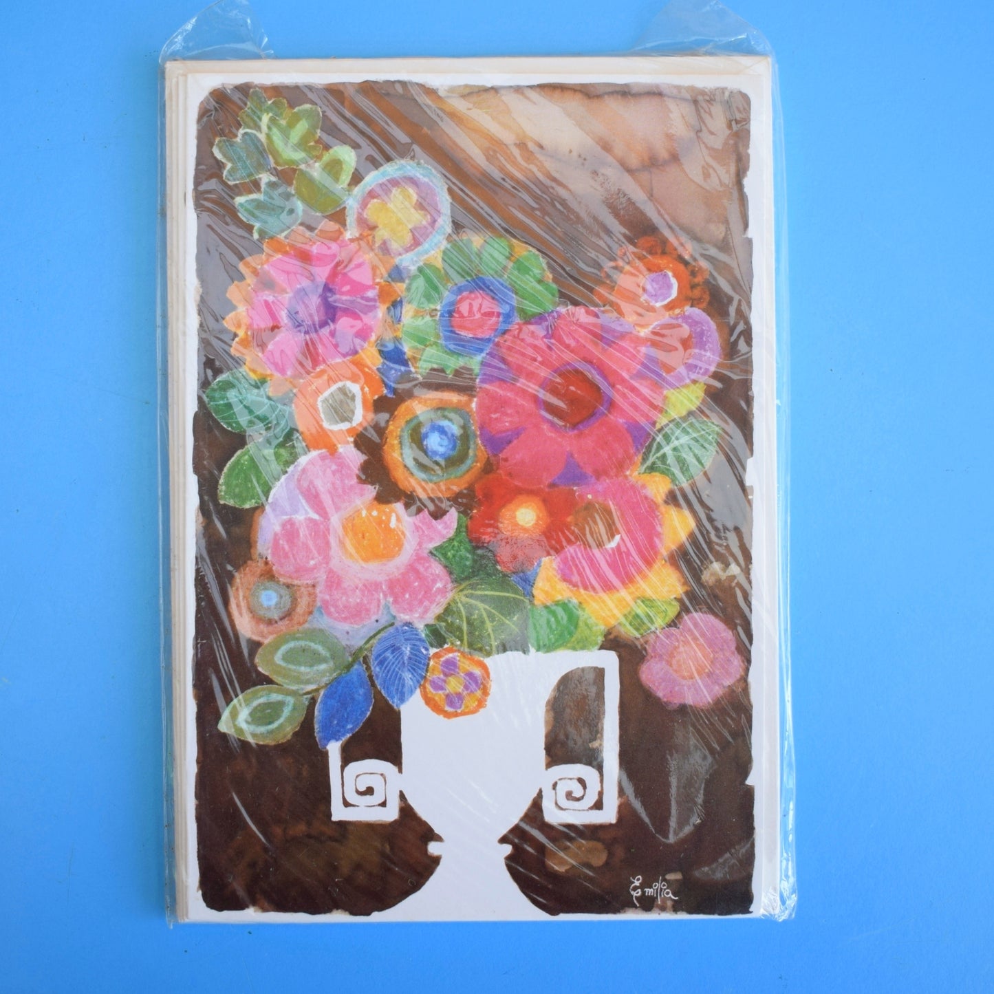 Vintage 1970s Greeting Card 5 Pack - Flowers In A Vase