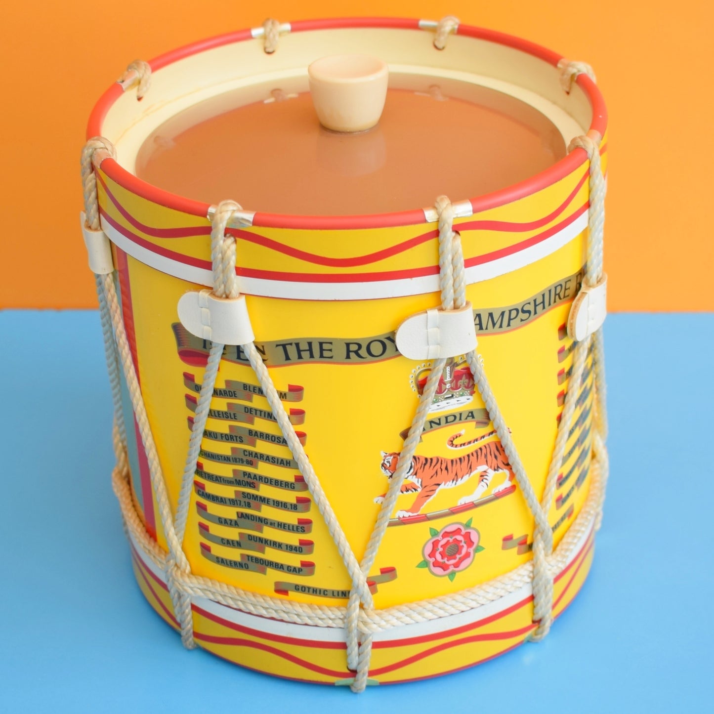 Vintage 1960s Ice Bucket - The Royal Hampshire Regt Drum