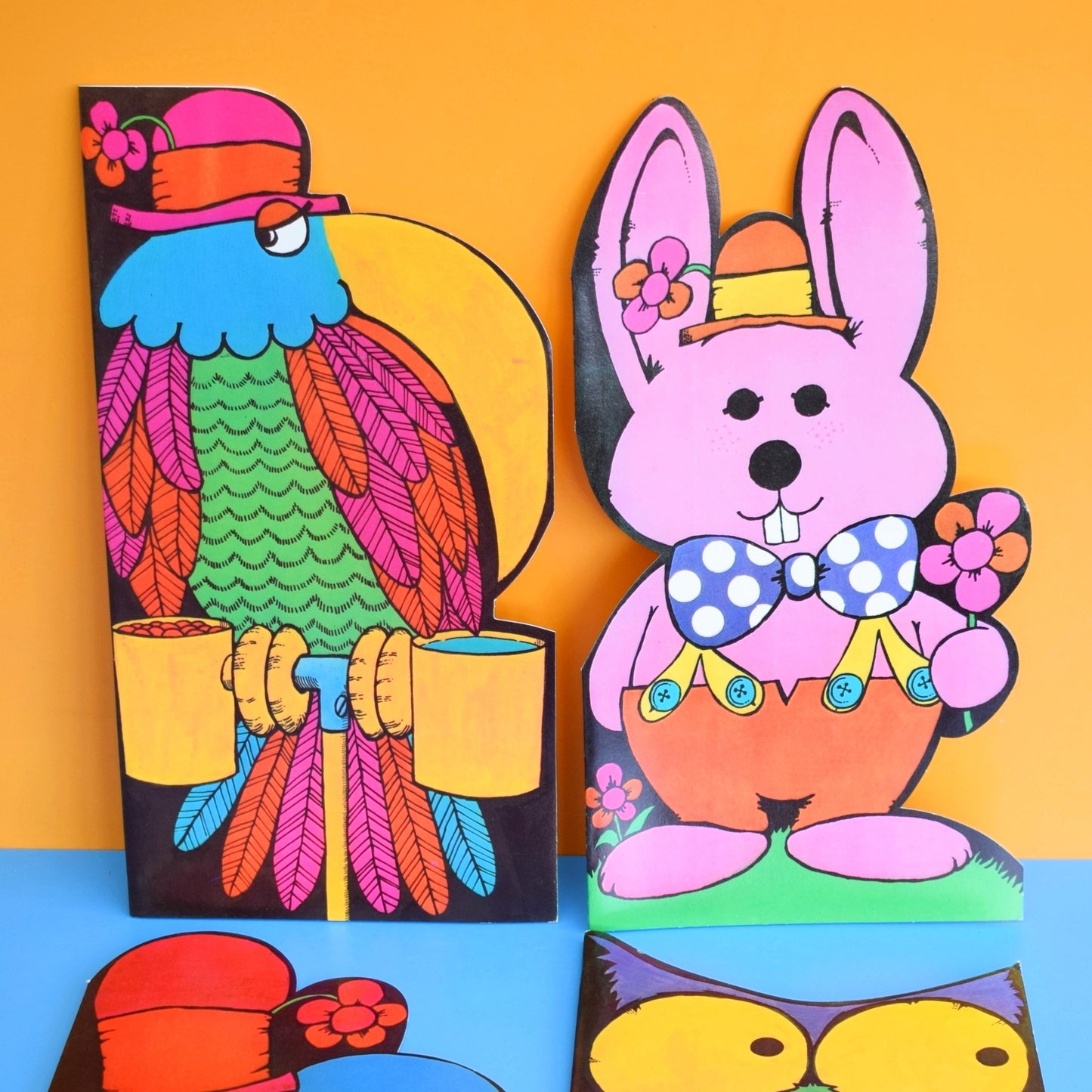 Vintage 1970s Extra Large Greeting Card - Cartoon Animals