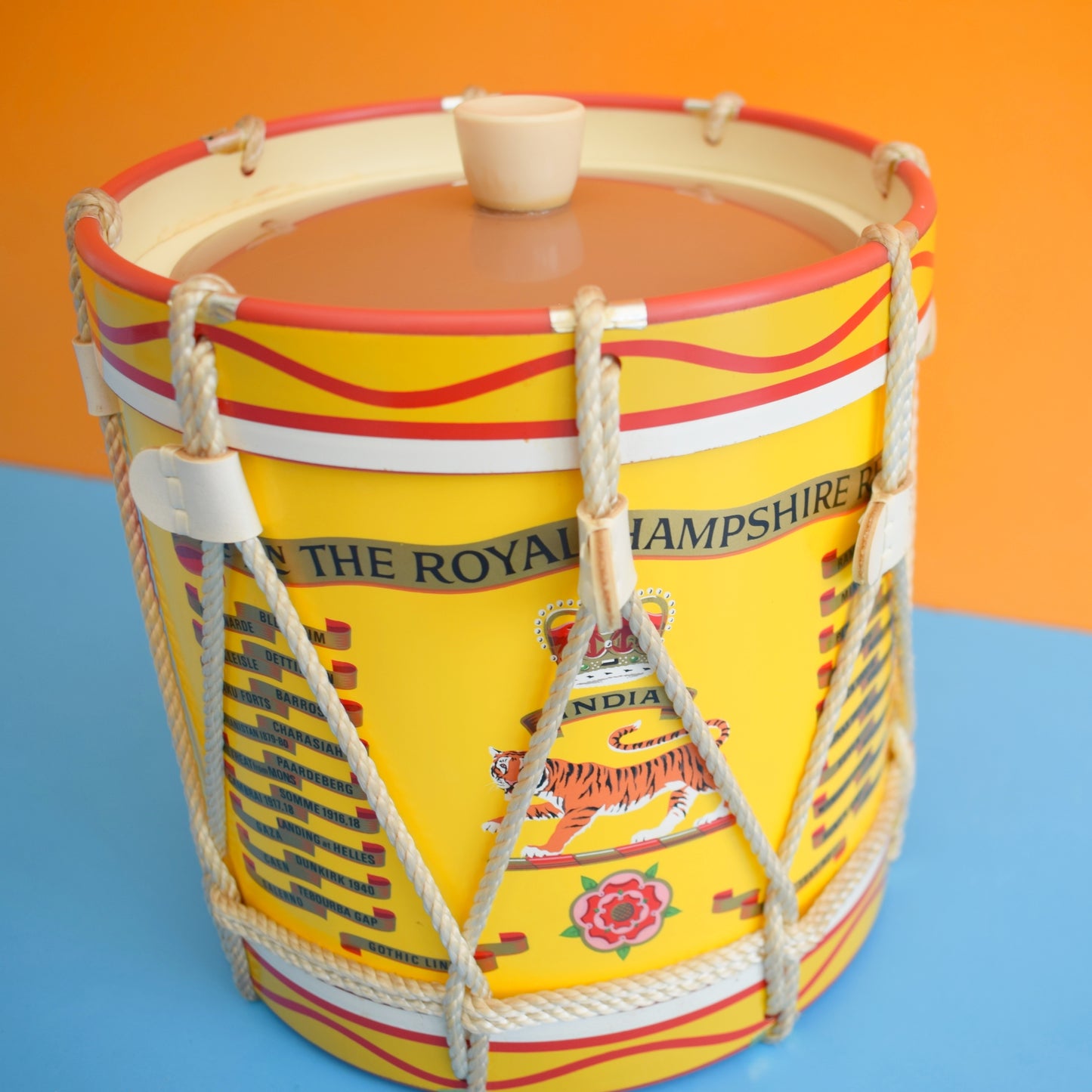 Vintage 1960s Ice Bucket - The Royal Hampshire Regt Drum