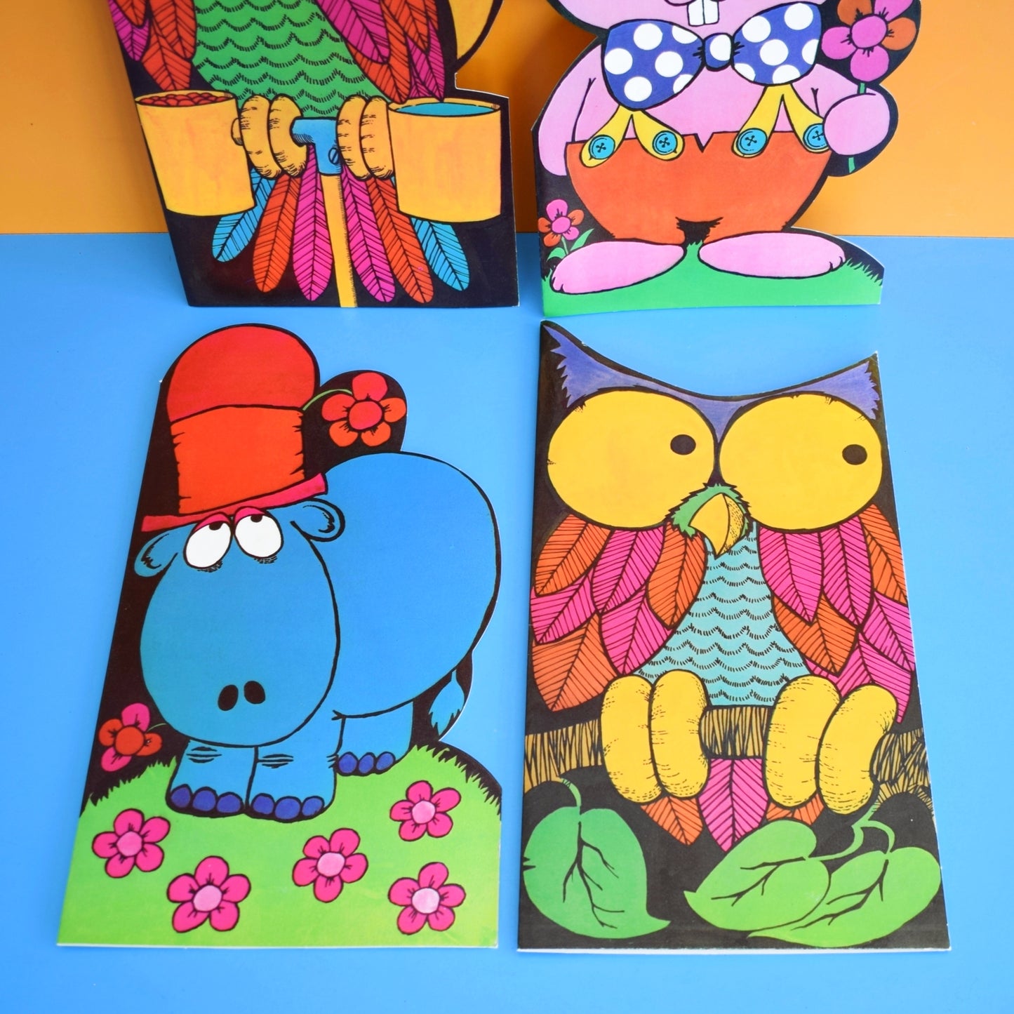 Vintage 1970s Extra Large Greeting Card - Cartoon Animals