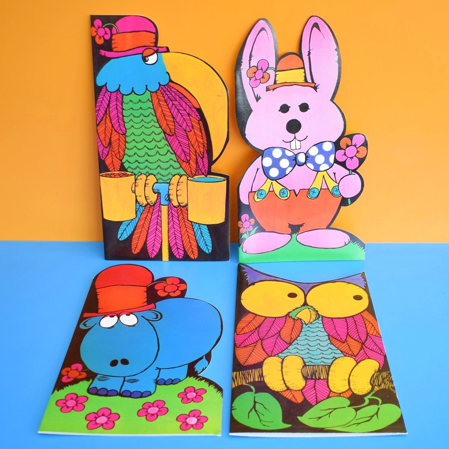 Vintage 1970s Extra Large Greeting Card - Cartoon Animals