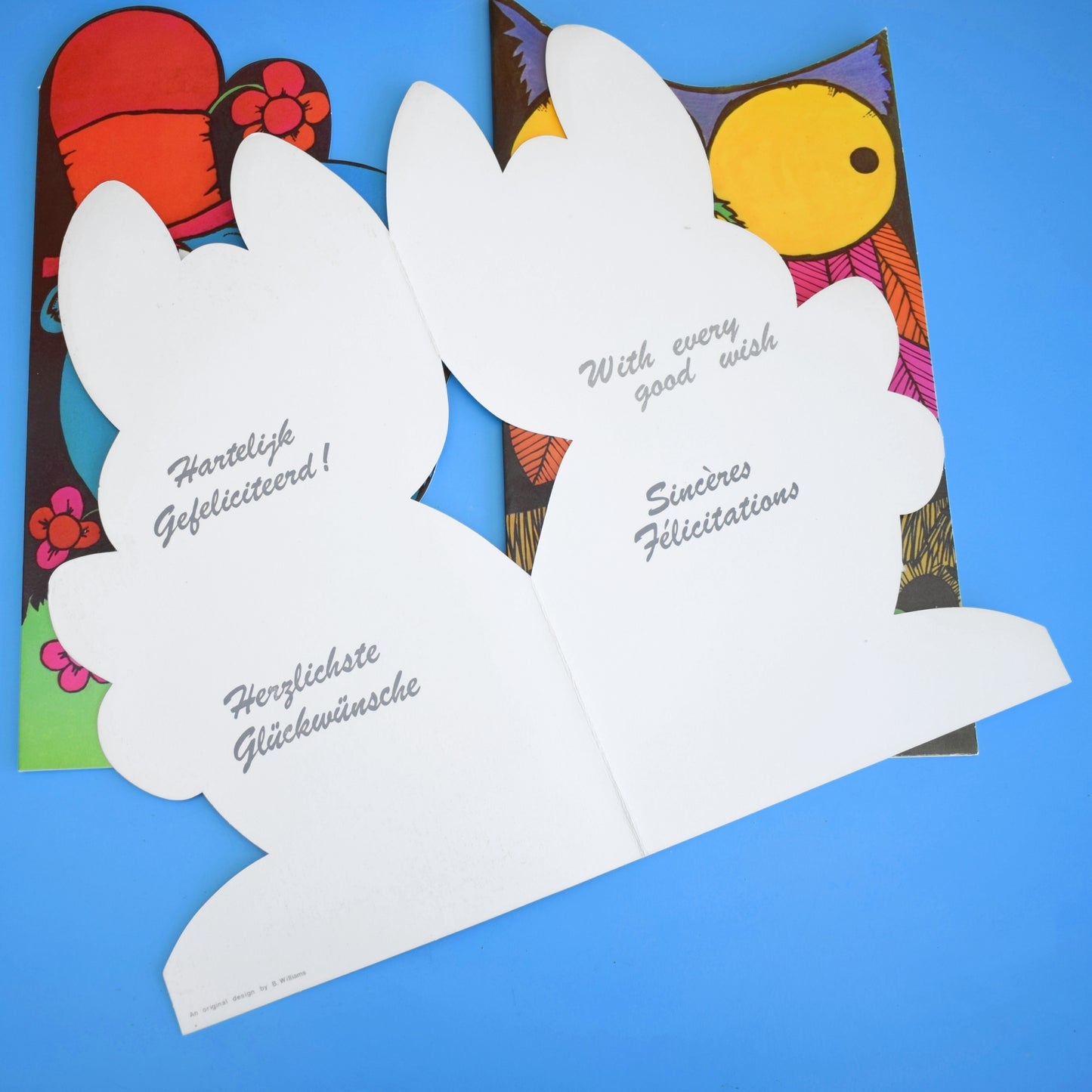 Vintage 1970s Extra Large Greeting Card - Cartoon Animals