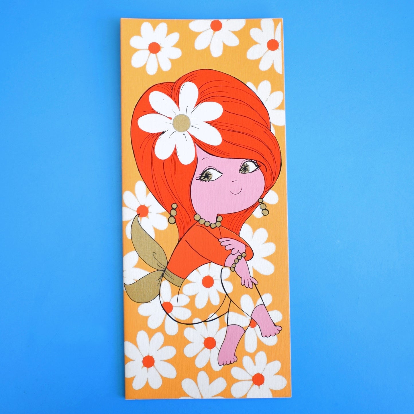 Vintage American 1970s Greeting Card - Orange Flower Child- Last Ones*