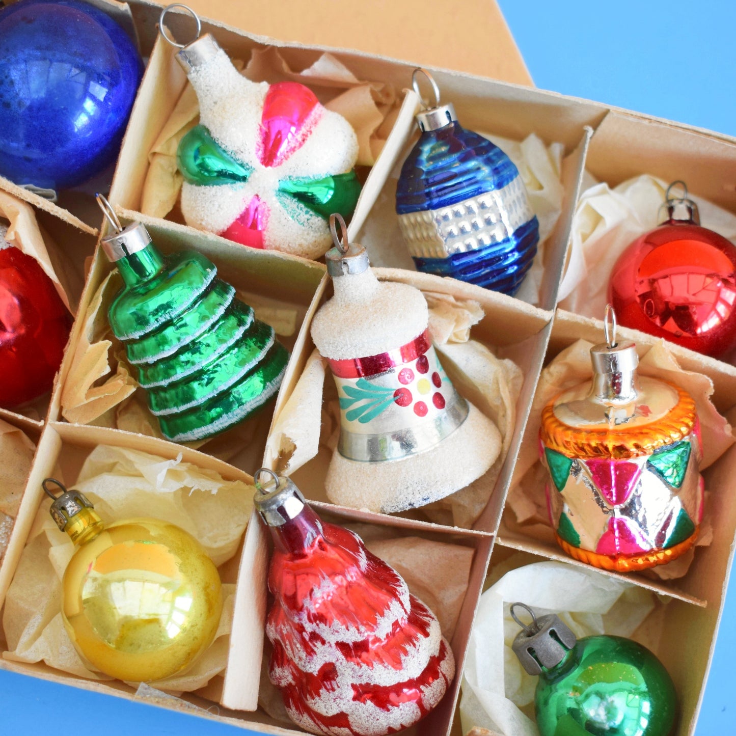 Vintage 1960s Glass Christmas Baubles - 12 Small - Special