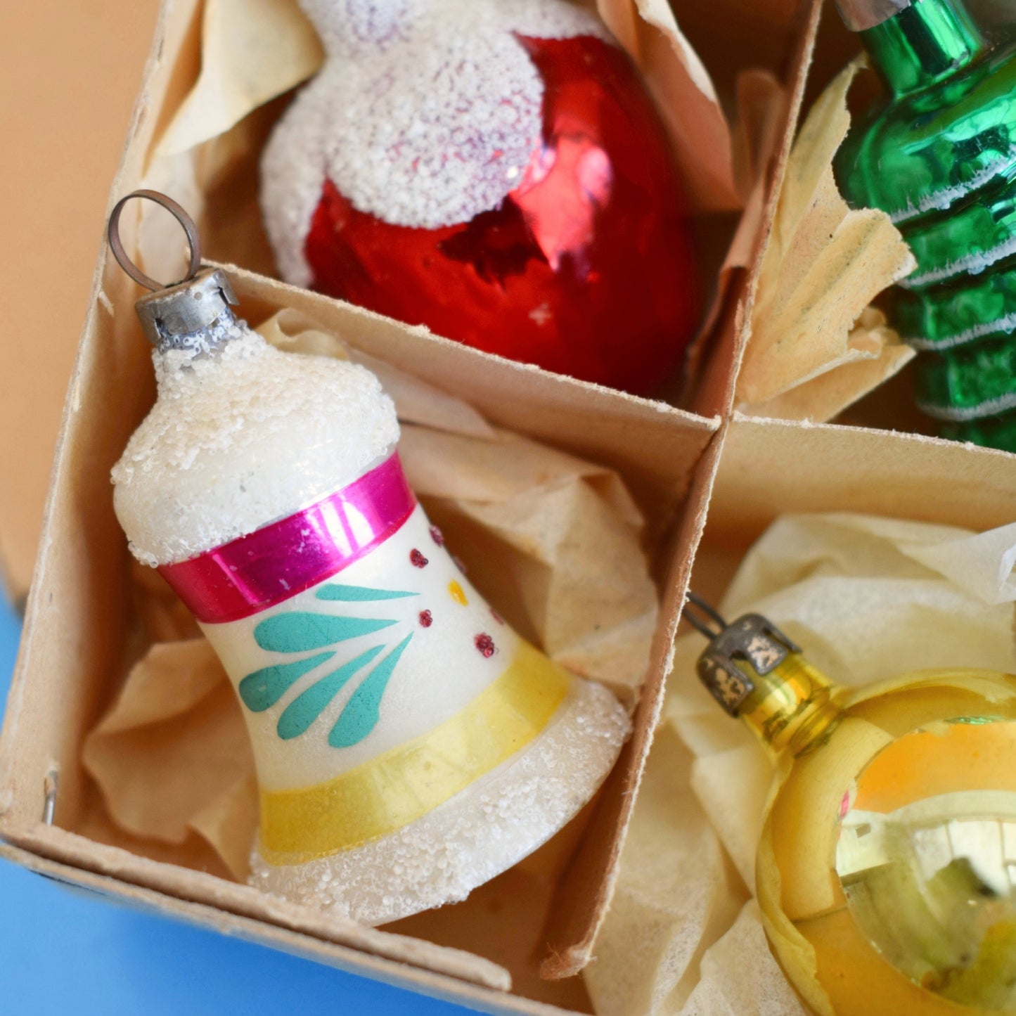 Vintage 1960s Glass Christmas Baubles - 12 Small - Special