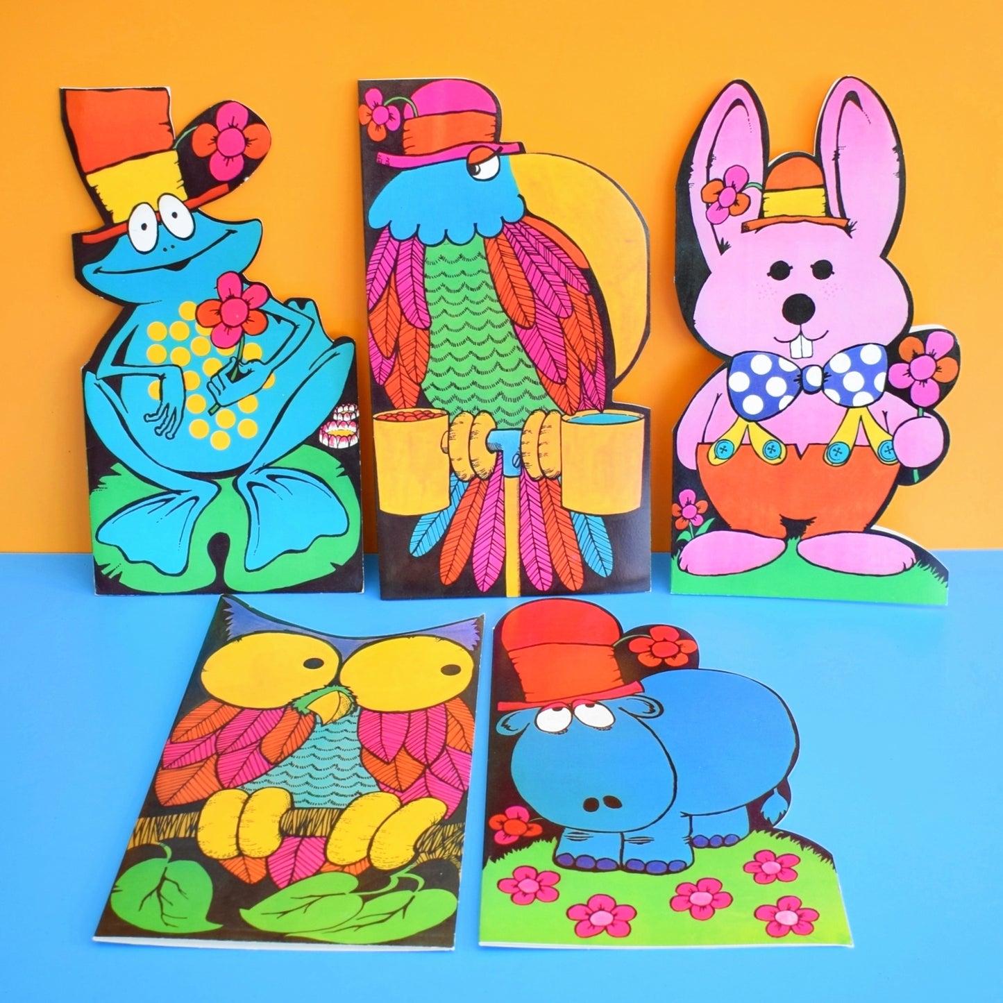 Vintage 1970s Extra Large Greeting Card - Cartoon Animals