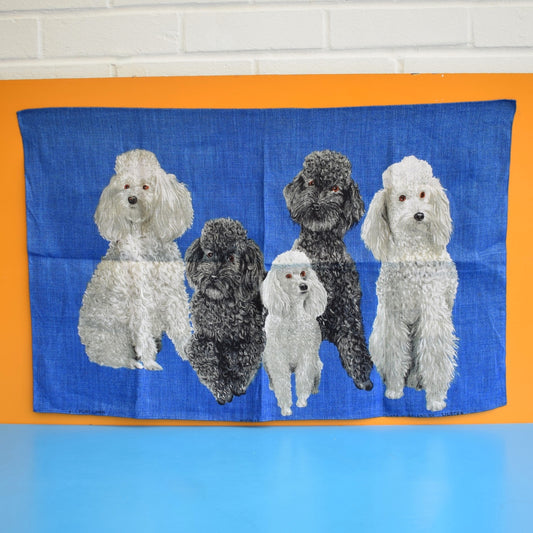Vintage 1960s Tea Towel - Poodles - Kitsch