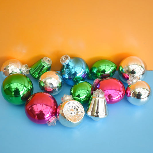 Vintage 1970s Plastic Christmas Decorations/ Baubles - Mixed