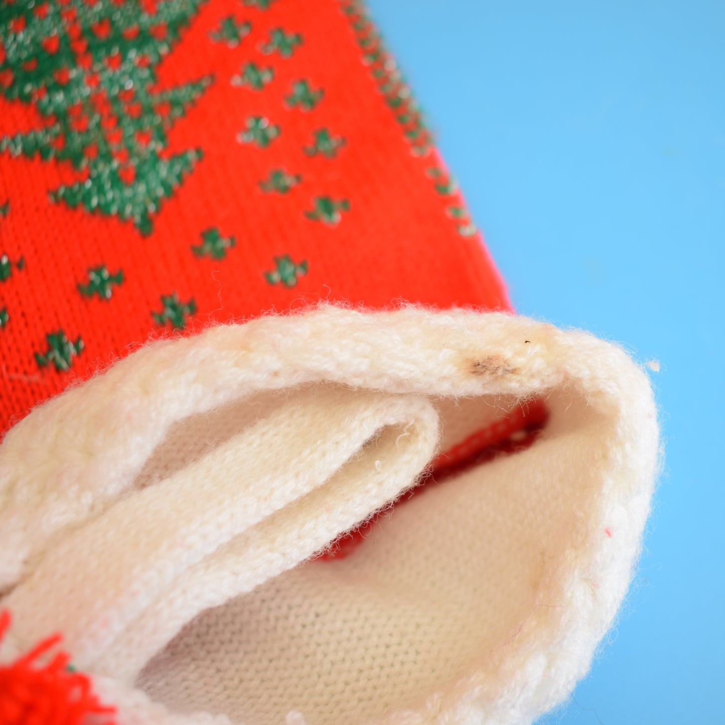 Vintage 1980s Knitted Christmas Stockings - Red