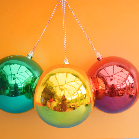 Vintage 1990s Giant Plastic Christmas Baubles x3