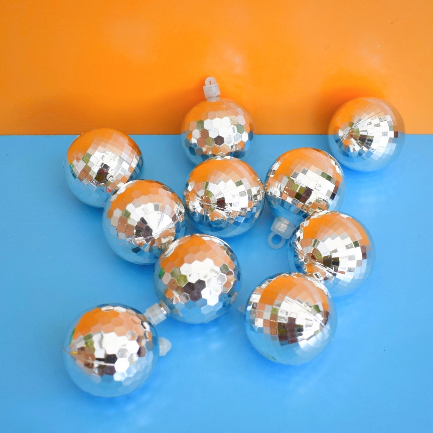 Vintage 1970s Plastic Christmas Disco Balls -Silver x10