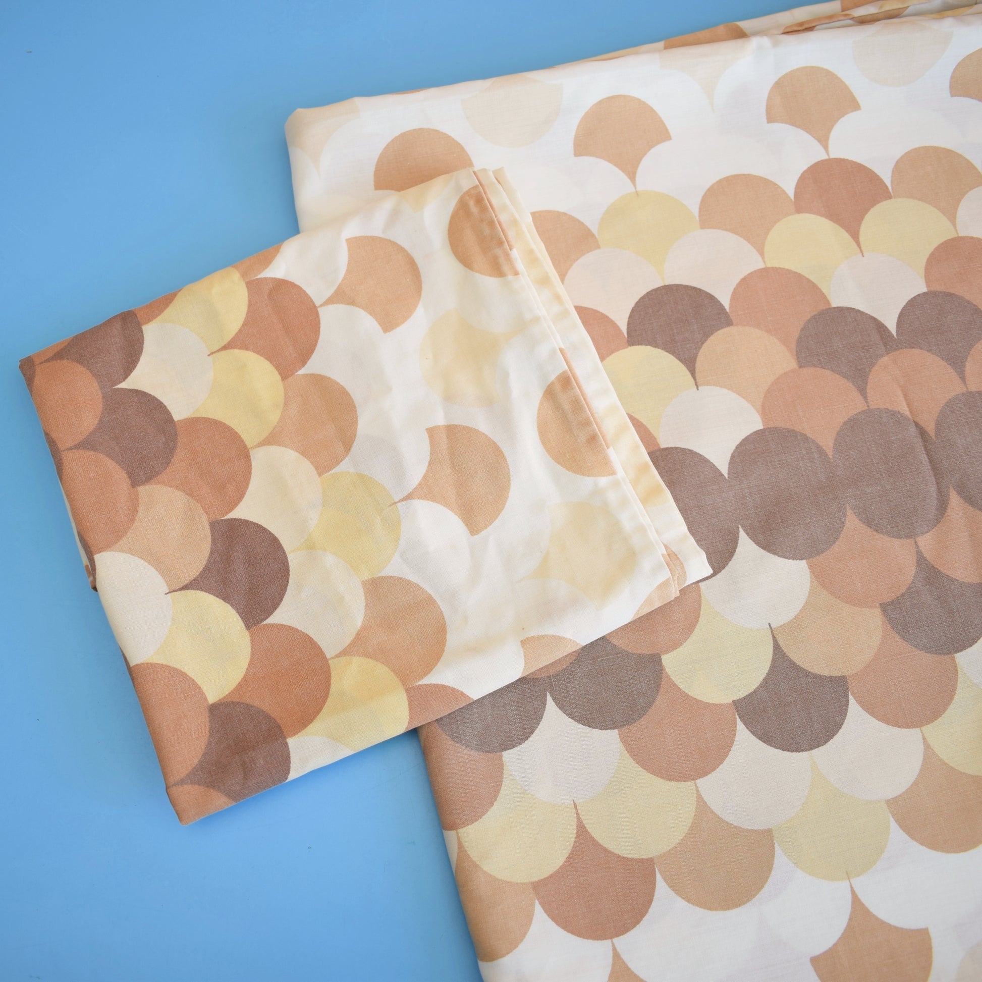 Vintage 1970s Double Duvet Cover / Bedding Set - Geometric - Brown by Vintage