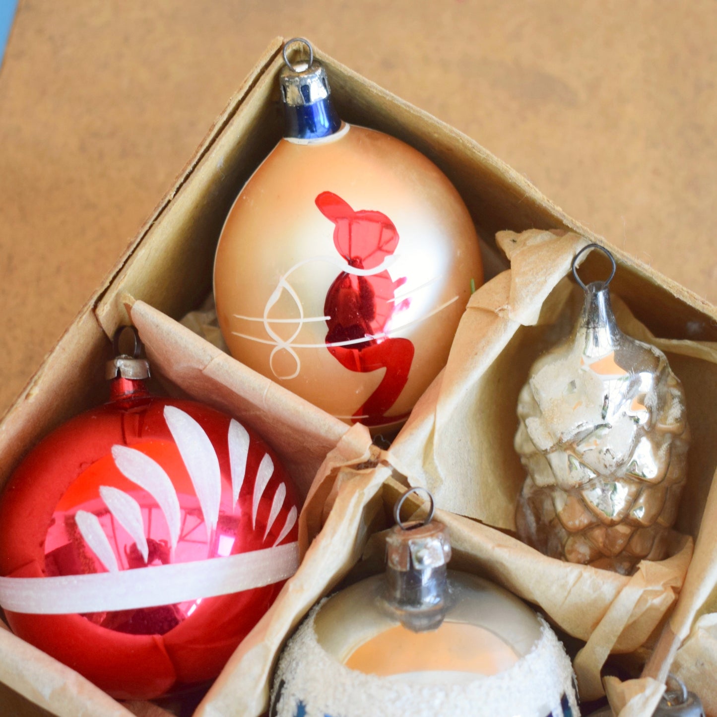 Vintage 1960s Glass Christmas Bauble Set - Boxed - Mixed Specials