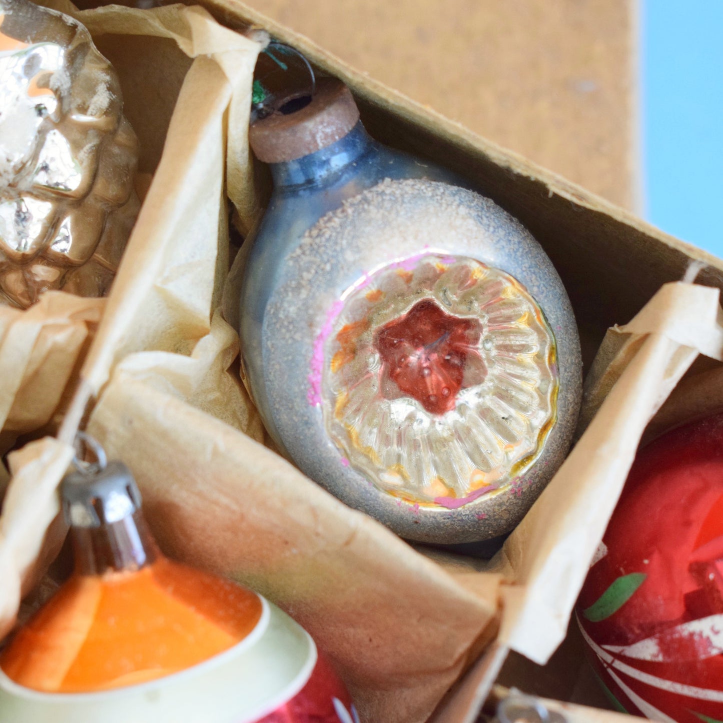 Vintage 1960s Glass Christmas Bauble Set - Boxed - Mixed Specials