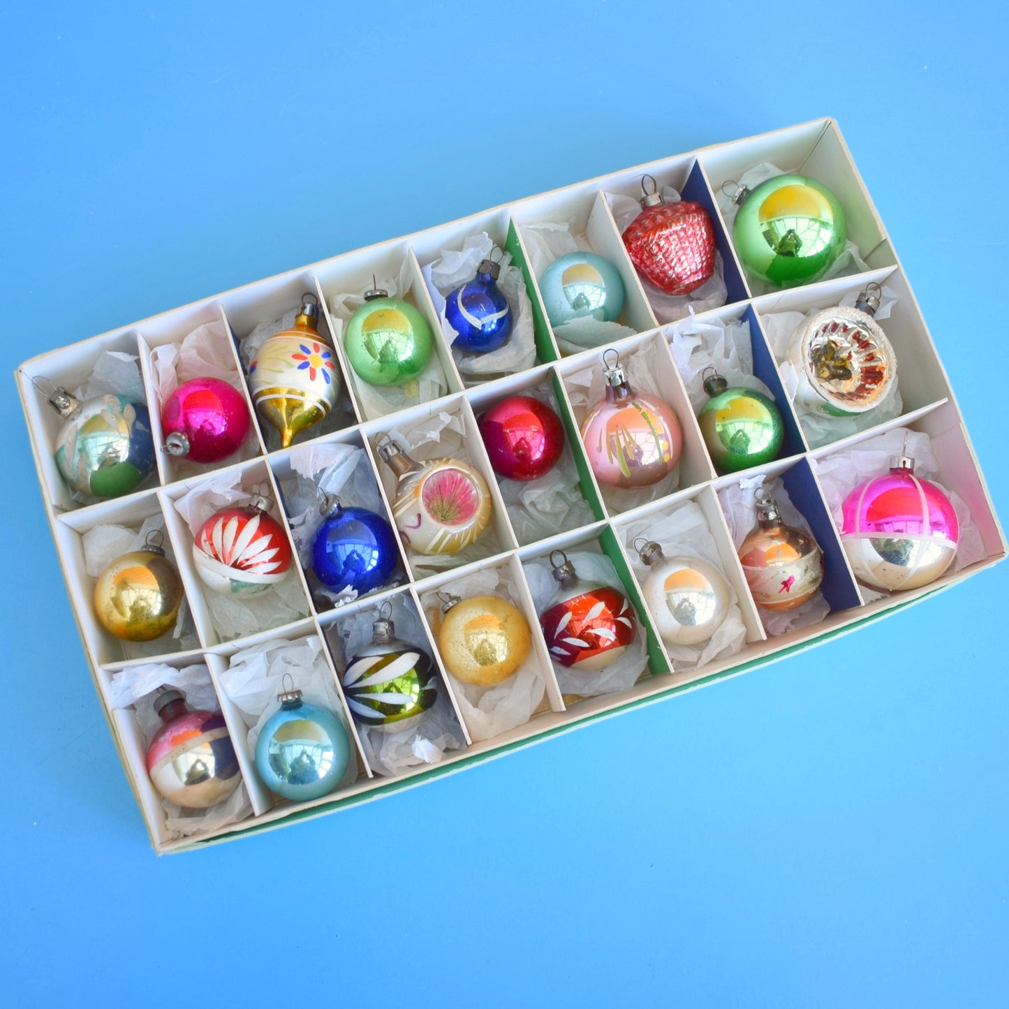 Vintage 1960s Glass Christmas Baubles - 24 Small - Special