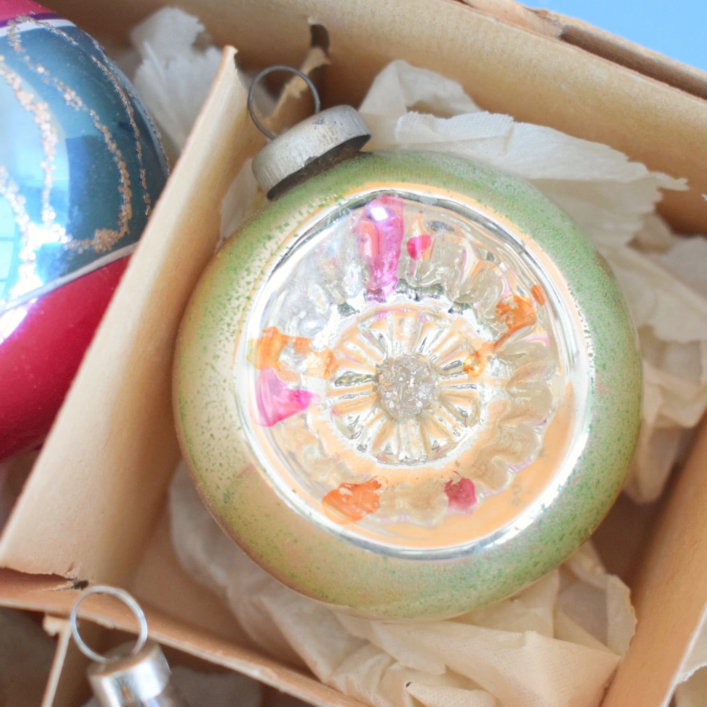 Vintage 1960s Glass Christmas Baubles - Boxed - Mixed Specials -Larger .