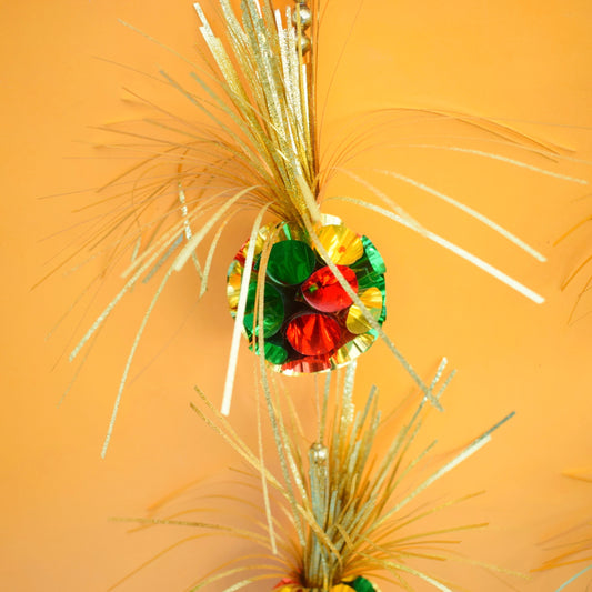Vintage 1970s Foil Christmas Hanging Decoration - Balls/ Fireworks x2