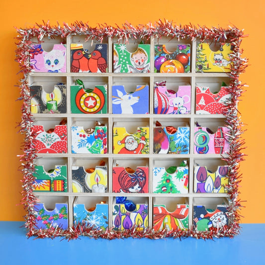 Unique Wooden Multi Drawer Filled Advent Calendar - Vintage Papers - Patchwork - Filled (Pink)