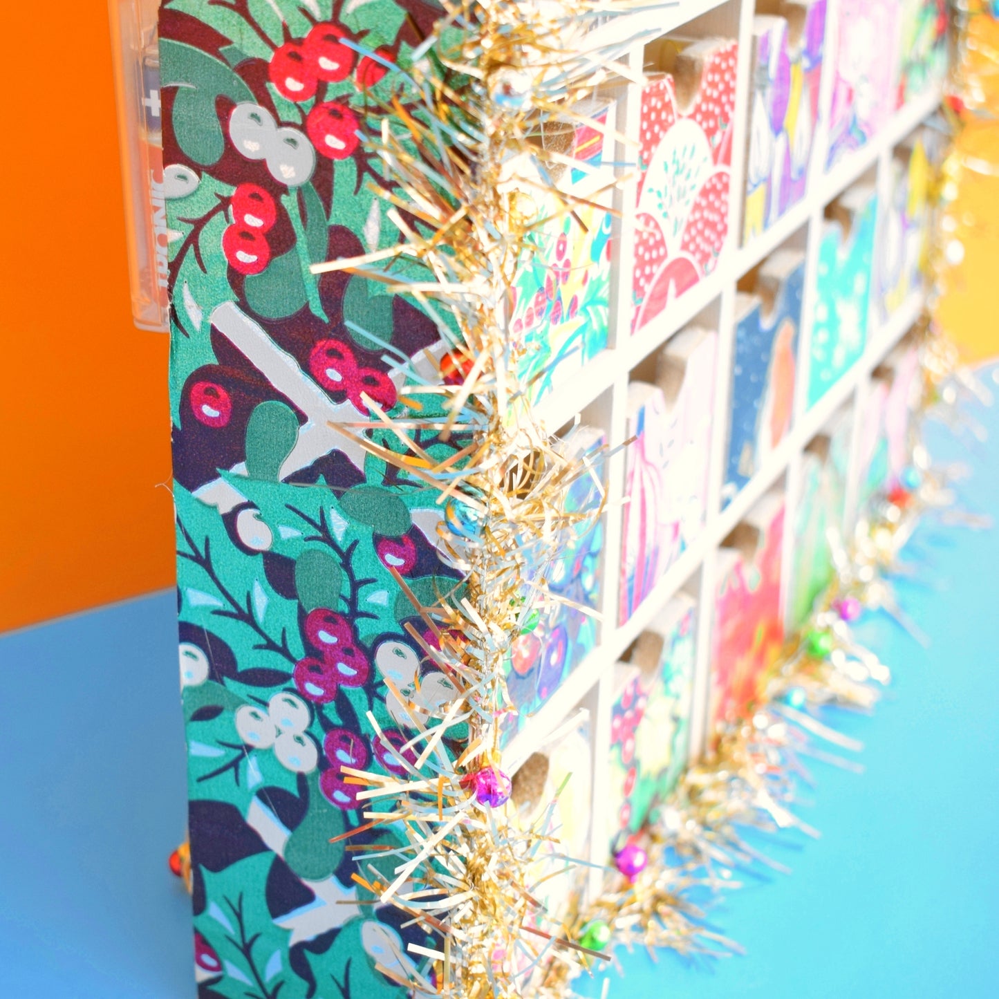 Unique Wooden Multi Drawer Filled Advent Calendar - Vintage Papers - Patchwork - Filled ..