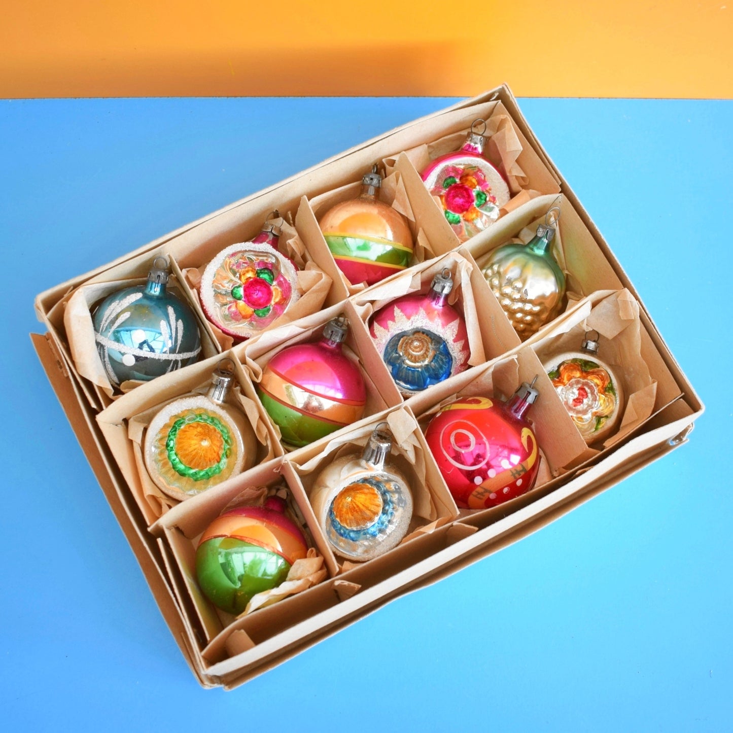 Vintage 1960s Glass Special Christmas Baubles - Medium Concave