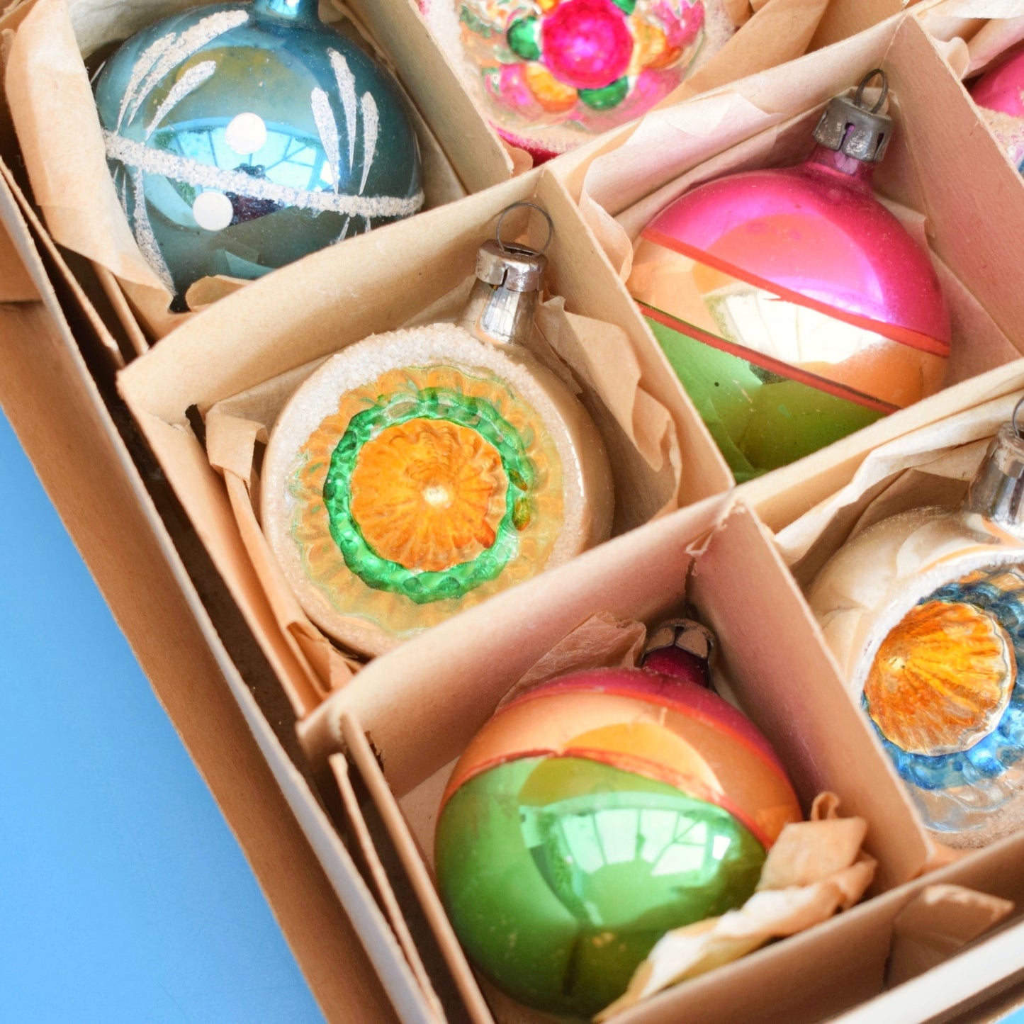 Vintage 1960s Glass Special Christmas Baubles - Medium Concave