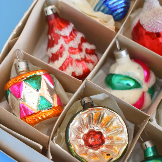 Vintage 1960s Glass Special Christmas Baubles - Smaller Mix