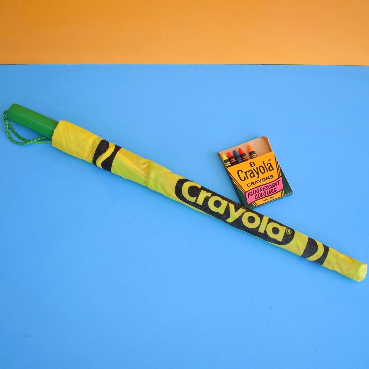 Vintage 1990s Kids Umbrella - Crayola Crayon Style - Rainbow