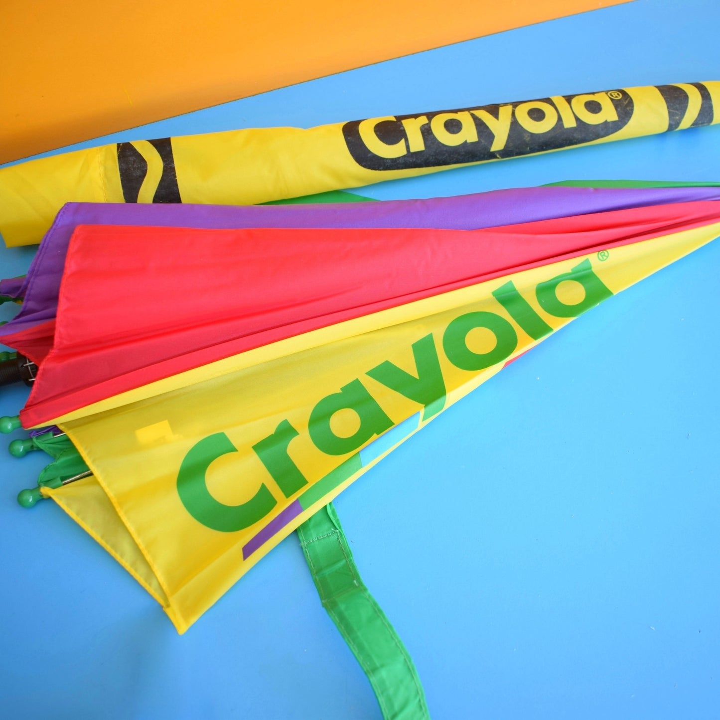 Vintage 1990s Kids Umbrella - Crayola Crayon Style - Rainbow
