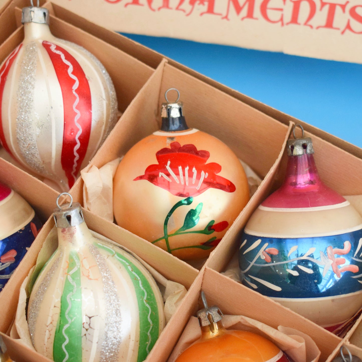 Vintage 1970s Glass Christmas Baubles - Medium - Mixed & lovely