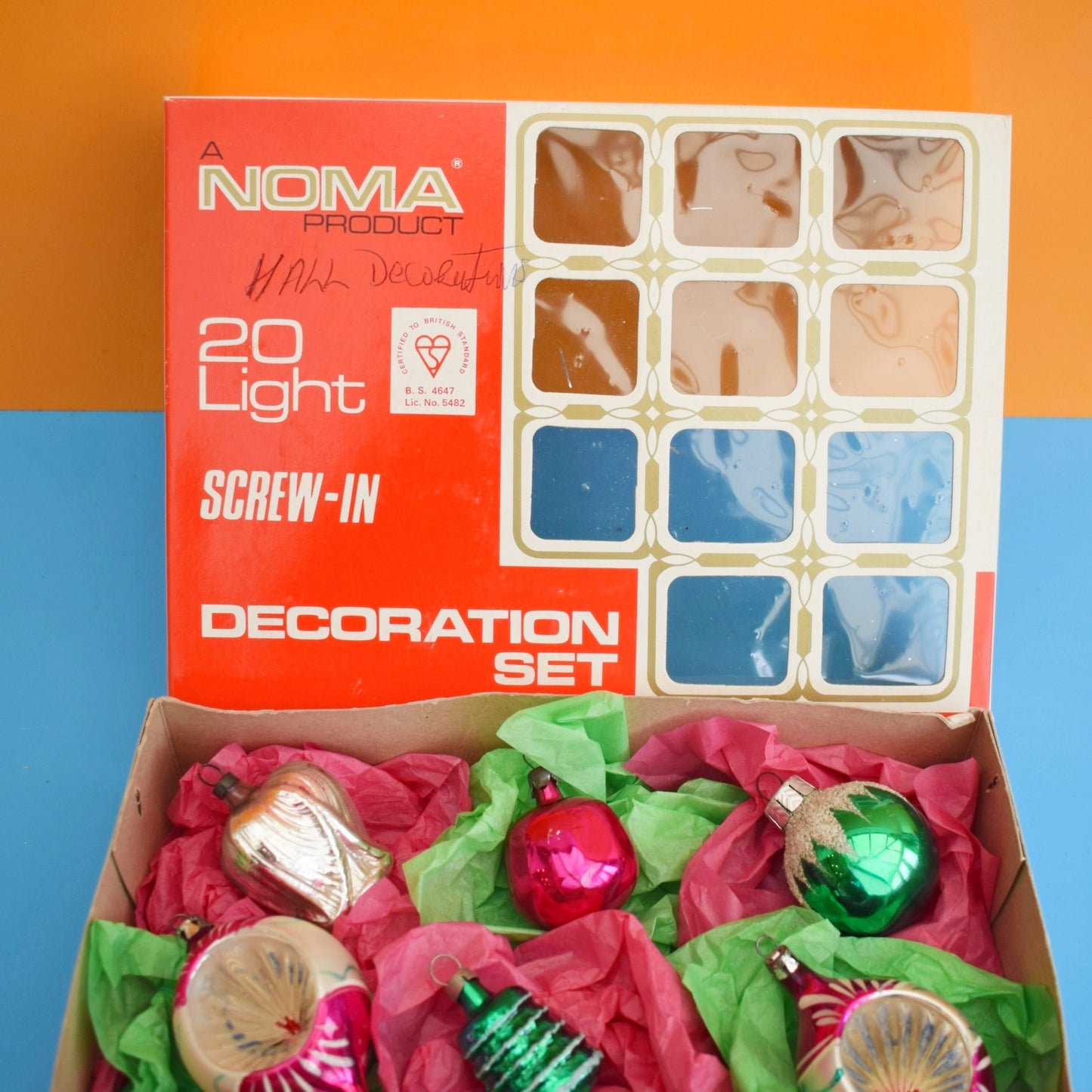 Vintage 1960s / 70s Glass Christmas Baubles - Small - Mixed Pink & Green