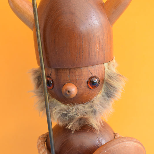 Vintage 1960s Teak Viking Figure - Large Size