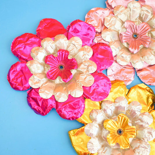 Vintage 1960s Foil Flower Decorations / Bauble - Unusual