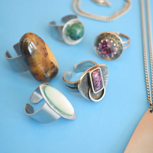 Vintage 1970s Steel / Glass Necklaces