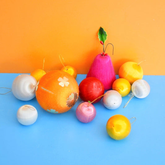 Vintage 1970s Satin Christmas Baubles - Mixed