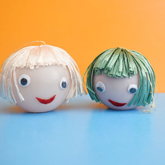 Vintage 1970s Plastic Lady Head Decorations