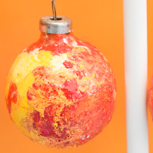 Vintage 1970s Glass Baubles - Hydro Dipped - Orange & Pink
