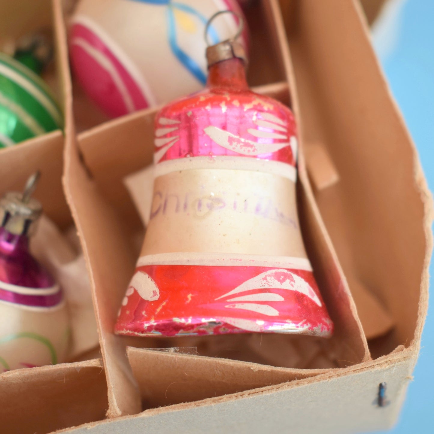 Vintage 1960s Glass Mixed Christmas Baubles - 12 Small