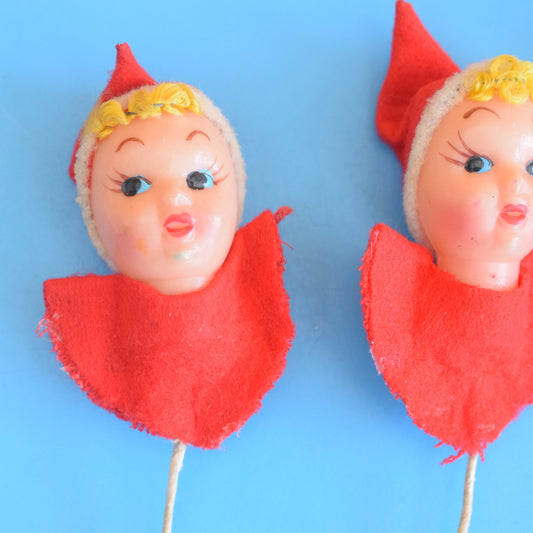 Vintage 1960s Kitsch Lady Heads on Sticks