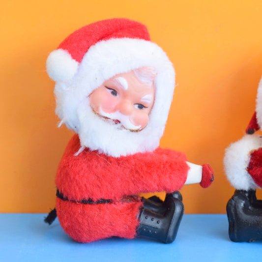 Vintage 1970s Kitsch Clip On Christmas Decorations - Santas x2