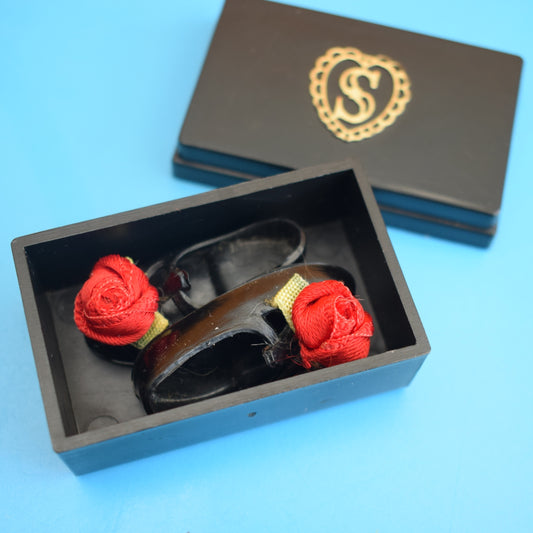 Vintage 1960s Sindy / Tammy Mamselle Shoes In Black Sindy Shoe Box