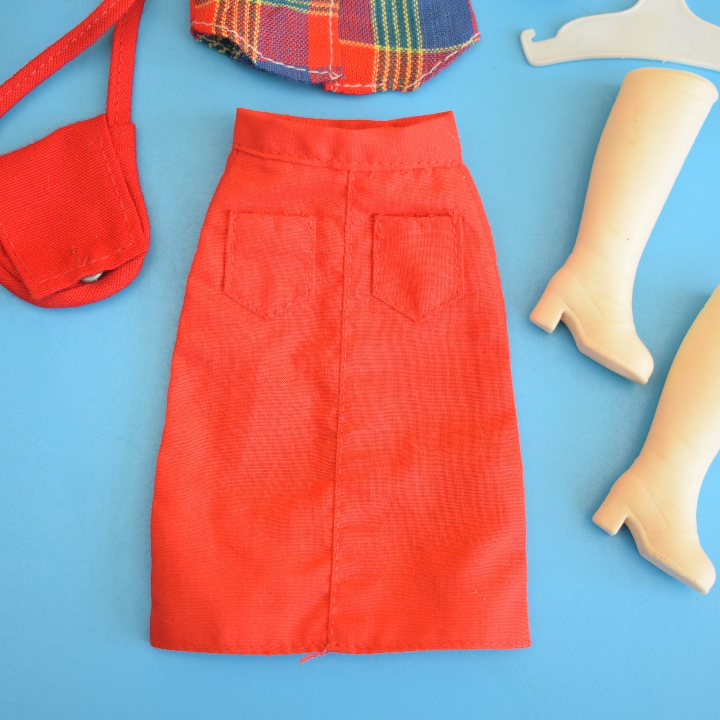 Vintage 1970s Sindy Separates Checked Shirt/ Skirt .