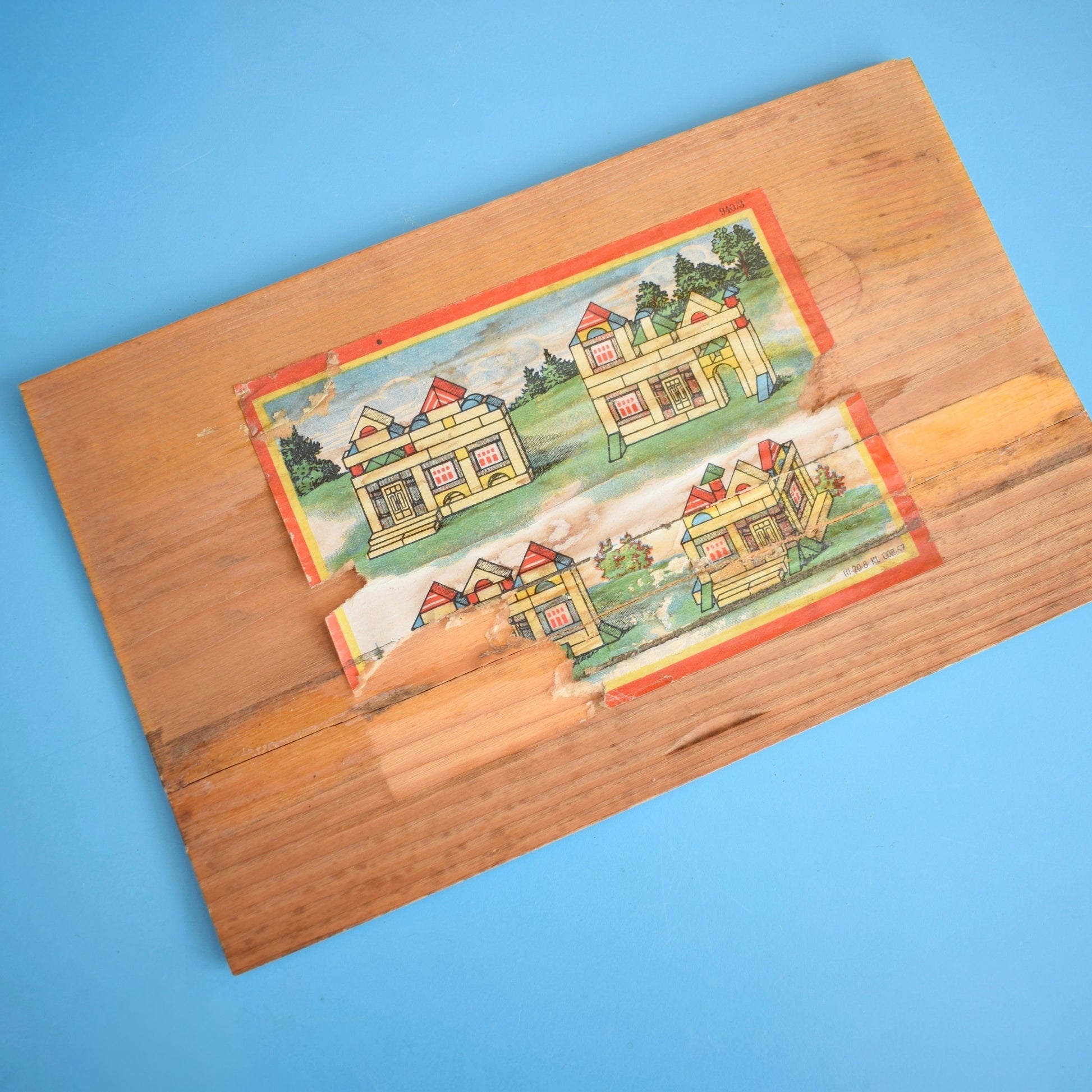 Vintage 1960s Mixed Wooden Building Blocks - Original Wooden Box by Vintage