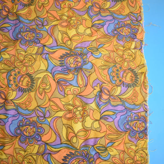 Vintage 1960s Psychedelic Fabric - Orange & Purple